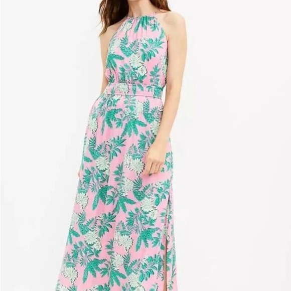 LOFT Green and Blue Halter Maxi Sundress - Picture 1 of 11